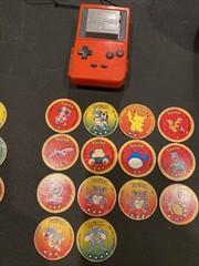 Vtg 2 Pokemon Battle BattPoke Ball Blaster Toy with 30 Discs Red