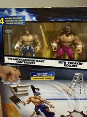 Mattel WWE Knuckle Crunchers WrestleMania Ring Set 4 Figures, Chair Ladder