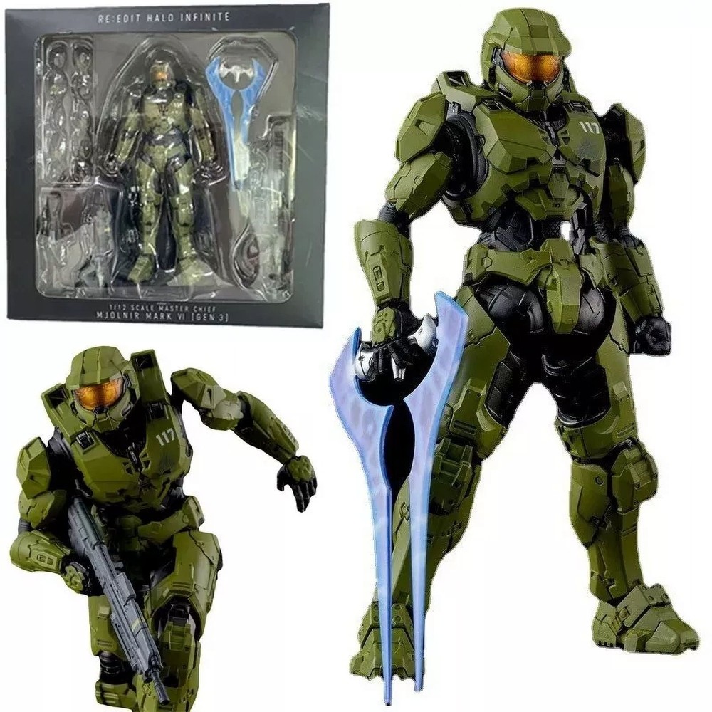 18CM RE:EDIT 1/12 Scale Master Chief MJOLNIR Mark V Action Figure Halo Collectib