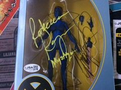 REBECCA ROMIJN & Chris Claremont AUTO SIGNED MYSTIQUE Marvel Legends JSA COA