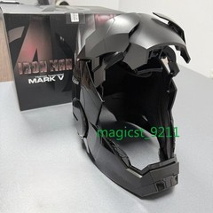 Full Black Iron Man 1:1 MK5 Jarvis Deformable Voice Control Wearable Helmet Mask