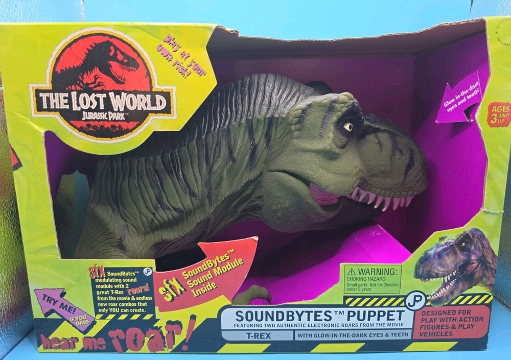 1996 JURASSIC PARK The Lost World Soundbytes Puppet T-Rex 13″ Brand New