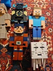 Lot Of 10 Large Minecraft Figures/ Enderman/Wolf/Steve/Creeper+
