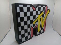 Retro 1980s style MTV Music TV Mtv Checkered Lightbox sign retro logo light box