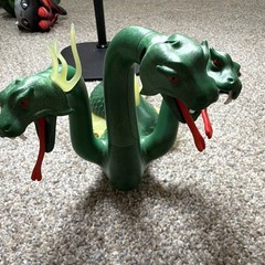 Green 3-Head Hydra Dragon Action Figure Toy, Plastic Fantasy Red/Yellow