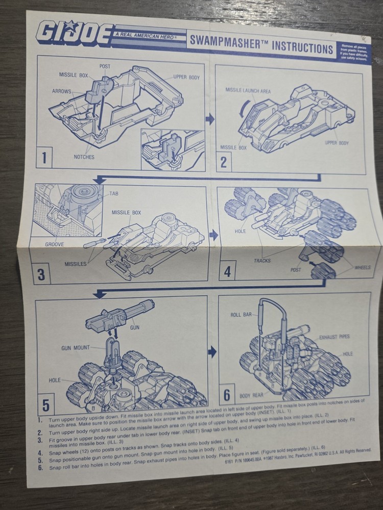 Vintage 1988 GI Joe Swampmasher Blueprint Instructions Original