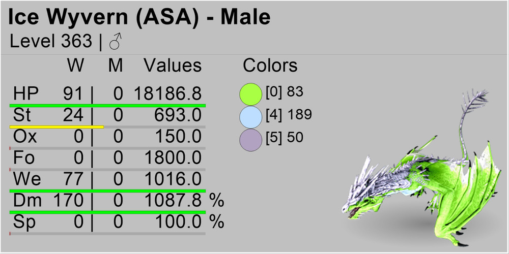 ICE WYVERN TOP STATS 1000 Melee Ark Survival Ascended PVE