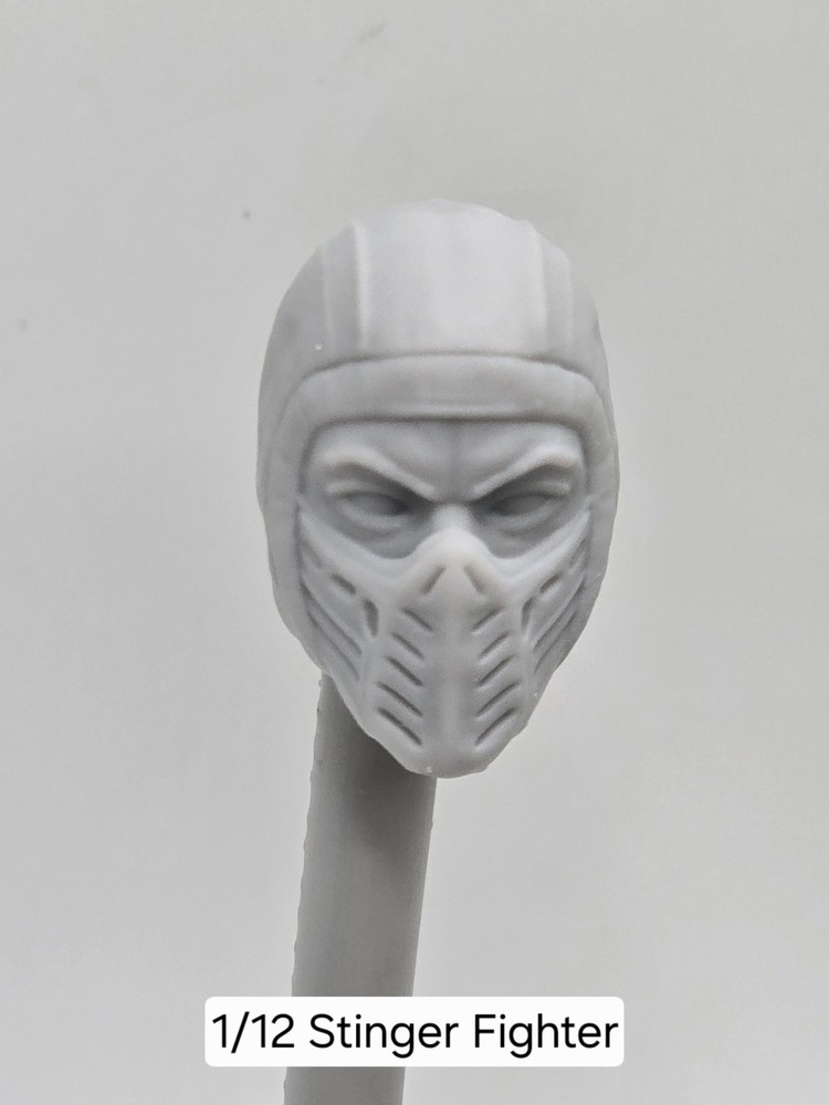3d Printed COMBAT OF MORTALS STINGER NINJA HEAD 1:12 6″ Classified/Legend Scale
