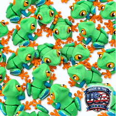 Lot 25 Articulated Frog Toy Mini 3D Printed Tree Frog Fidget Desk Pet – 1.25″