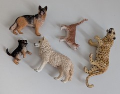 Schleich toy animal action figures german shepherd dog cat leopard wolf lot 5