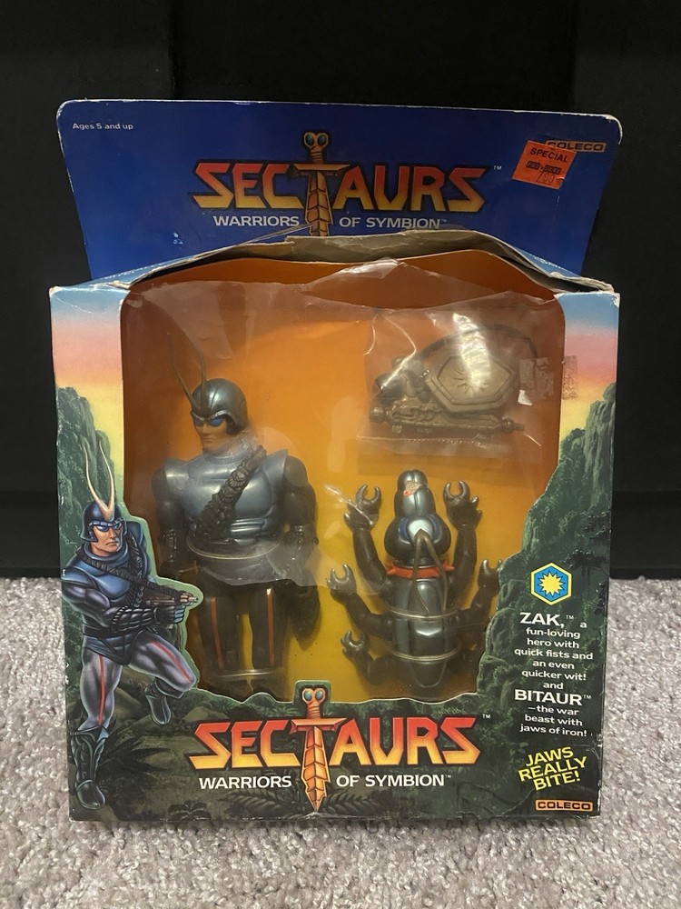 Sectaurs Zak and Bitaur Warriors of Symbion by Coleco New in Box 1984