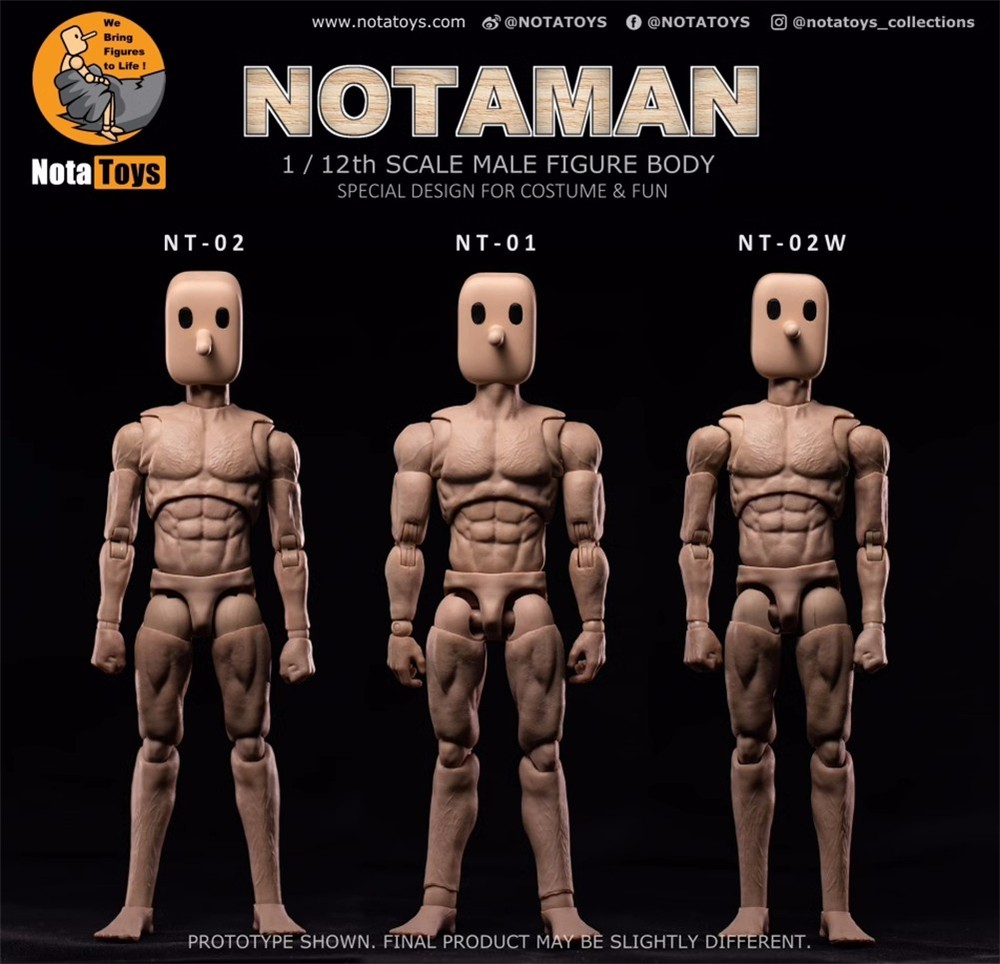 Notaman NT-02W 1/12 Flexible Strong Muscular Body Square Head 16.5cm Figure Doll