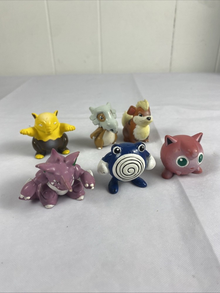 Vintage Tomy Pokemon Figures Lot of 6 Jigglypuff Nidoking Poliwhirl Growlithe