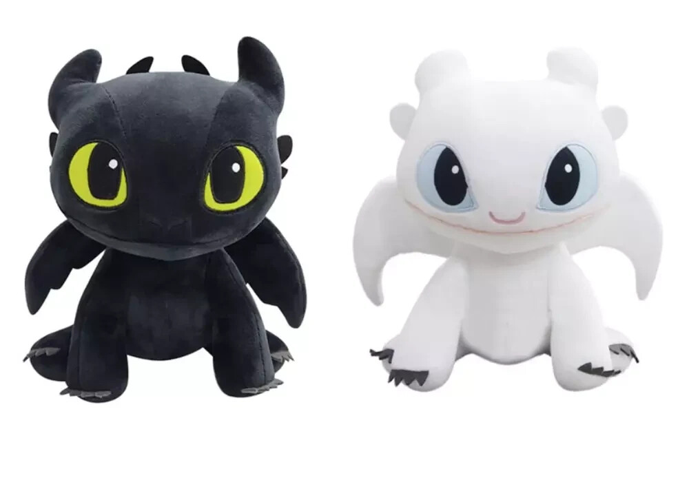 How To Train Your Dragon 3 Toothless Light Fury Plush Doll Sitting with Tag 9.8″