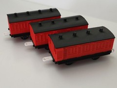 Custom LB&SCR Red Stroudley Coach Set (3) Spoke Wheels Printed for Trackmaster