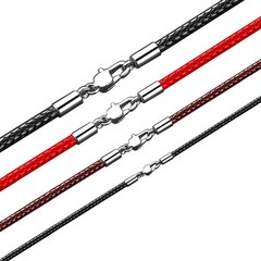 40-65cm Waterproof Braided Leather Necklace Cord Waxed Rope Lobster Clasp