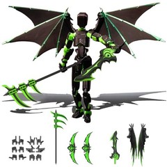 T13 Action Figure Set Fully Assembled Dummy 13 Robot with Demon Wings Green Blac