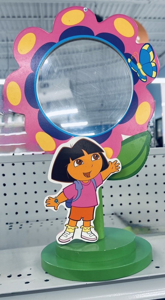 2007 Nickelodeon Jr. Dora the Explorer tabletop mirrorframe Withbuilt-in stand,