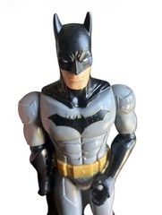 Batman Action Figure Gray Black Yellow Plastic with Sword & Dagger Accessories