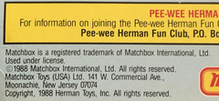 1988 Pee-Wee Herman Playhouse PEE-WEE Only 6″ Action Figure Matchbox Sealed READ