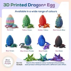 15″ 3D Printed Dragon Egg with Articulated Dragon Inside,Crystal Dragon Toys,…