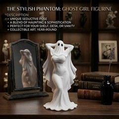 Gothic Ghost Girl Figurine Spooky Halloween Desk Decor Collectible Ornament Art