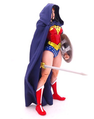 SU-MF-HC-WW-DB: Wired Hooded Dark Blue Fabric Cape for McFarlane Wonder Woman
