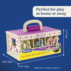 Unicorn Wood Carry Stable with 6 Unicorns 59218, Multicolor