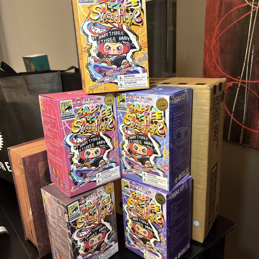 Baby Three “Street Hype SET 5 Black+ Orange+Pink+Blue+Purple SDCC 2025 Exclusive