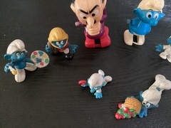 Vintage 1980’s Smurfs Action Figures and Wind-up Toy Lot. Gargamel, Clown