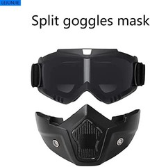 MICH Tactical Helmets with Detachable Face Mask Goggles One Size, Black lens