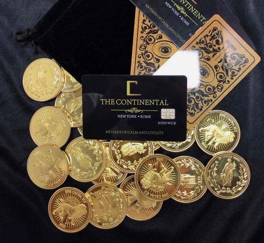 JOHN WICK CONTINENTAL ADJUDICATOR GOLD COINS HOTEL CARD COLLECTORS COSPLAY PROP