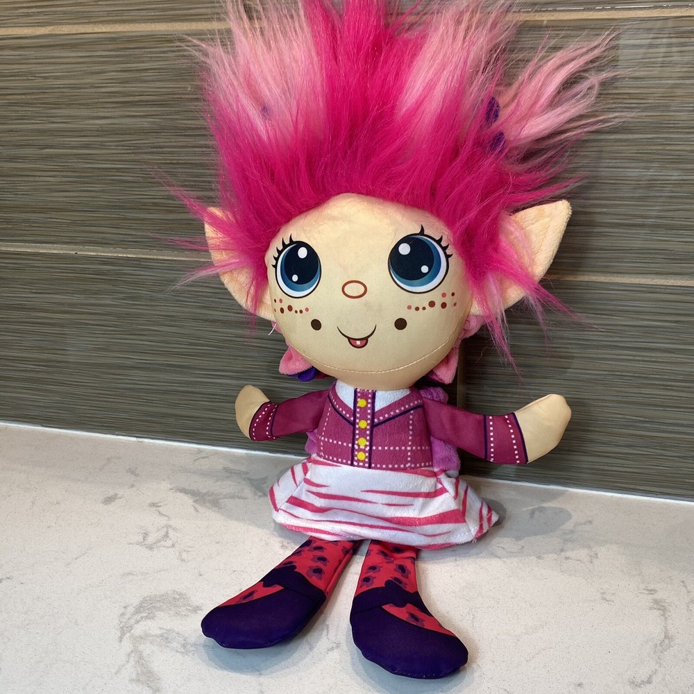 FlipZee Trolls Pretty Pink Plush doll- Flip Zee Girls – 2 dolls in 1 – 15″