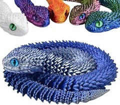 3D Printed Snake 24 inch Viper Snake Flexible Snake Fidget Toys Desk Decor Gifts