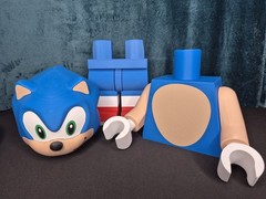 Jumbo XL Sonic Inspired Minifigure 19in 3D Printed Poseable Display Figure
