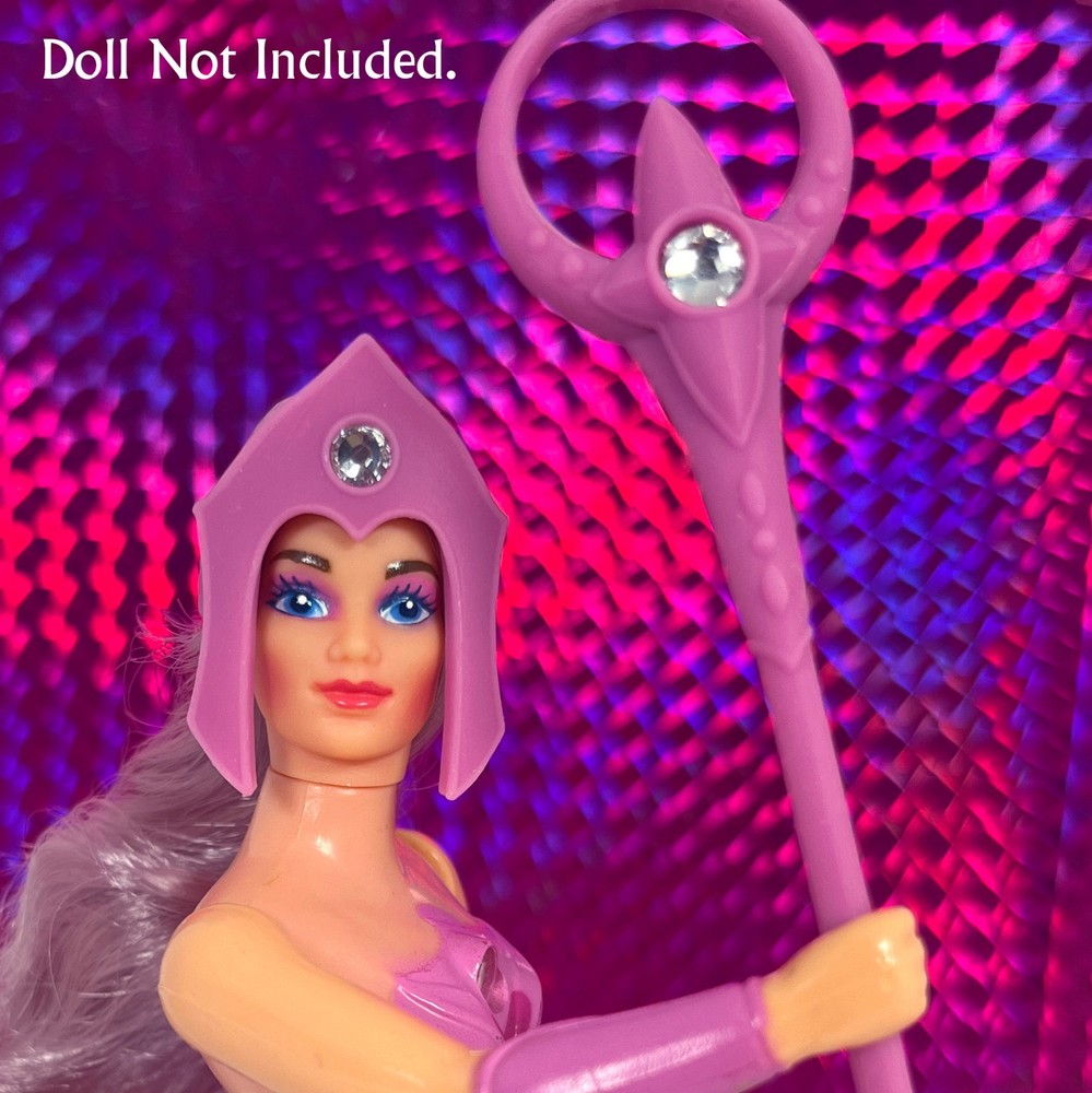 CUSTOM Glimmer Accessories (Staffs + Helmet) – She-Ra Princess Of Power – MOTU