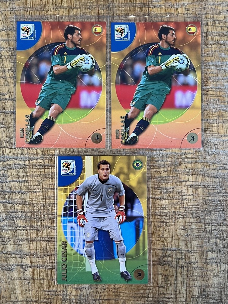 2010 Panini World Cup ERROR Back Cards x 3 Iker Casillas Julio Cesar Rare