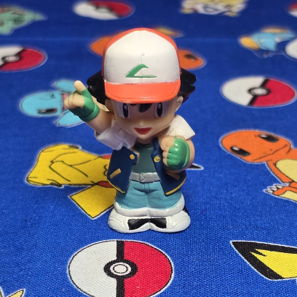 Pokemon Ash Ketchum Figure Finger Puppet 1998 Nintendo Bandai Vintage Japan USA