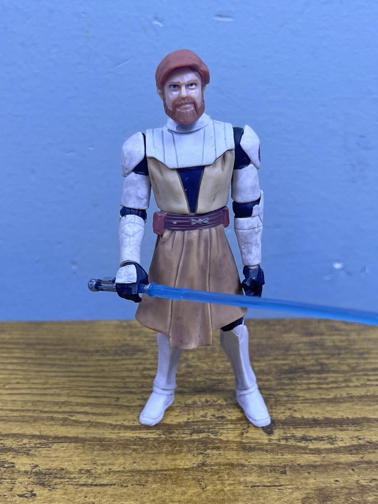2009 Hasbro Star Wars Clone Wars Obi Wan Kenobi Action Figure Animated Series 4”