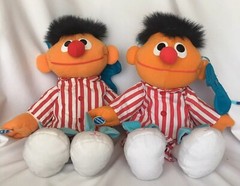 Two (2) Talking Sleepy Time Snoring Ernie Tyco Plush Doll Bedtime Sesame Street