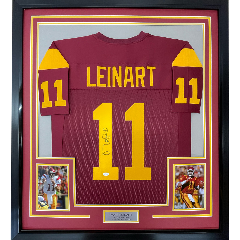Framed Autographed/Signed Matt Leinart 33×42 USC Southen Cal Red Jersey JSA COA