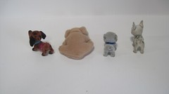 Puppy in My Pocket Flocked Dog Lot & Miniature Pound Puppy Set of 4
