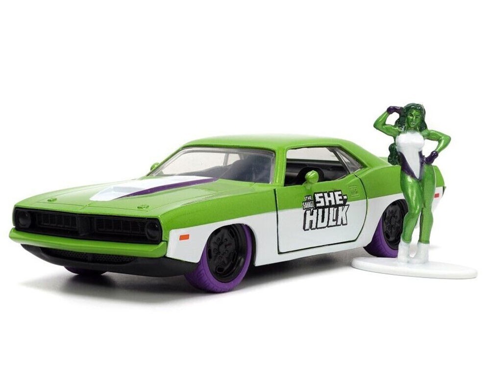 Jada Toys Marvel She-Hulk & 1973 Plymouth Barracuda 1:32 Scale Die-Cast Car
