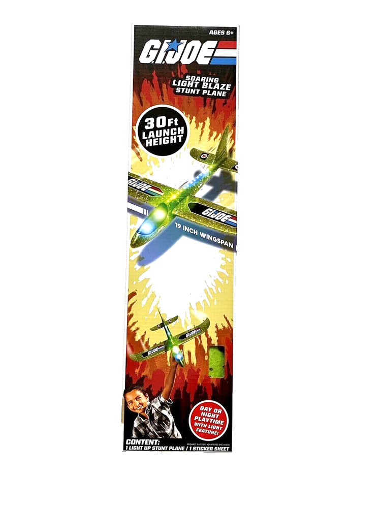 GI JOE Plane Soaring Light Up Glider 19″ Wing Span Sturdy Foam Green NEW in Box