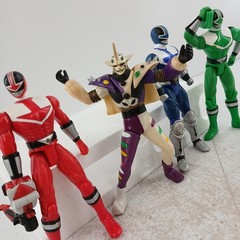 Bandai Lot of 4 Power Rangers Action Figures Red Green Blue Ranger & Jindrax 6″