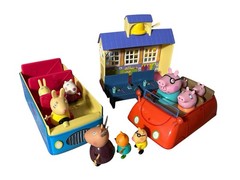 Miss Rabbit Big School Bus + Madam Gazelle School Set, Free Peppa Pig Family Car
