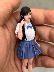 Painted 1/16 1/18 1/12 Asia Student Girl Uniform Statue Dispaly For Cars Vehicle