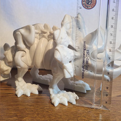 3D Printed Flexi Triceratops Dinosaur Toy, Articulated Fidget Dino, White PLA Pl
