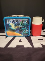 1983 King-Seely LUNCH BOX Metal STAR WARS Vintage ROTJ w Thermos NICE COLOR!