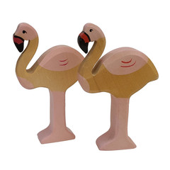 Holztiger Flamingo Wood Toy Lot of 2 Pink Bird Animals